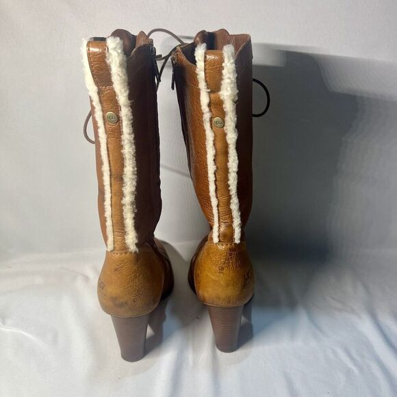 Ugg Rosie Womens Sexy Lace up Knee High Leather Boots Size 8 Brown - Picture 3 of 15